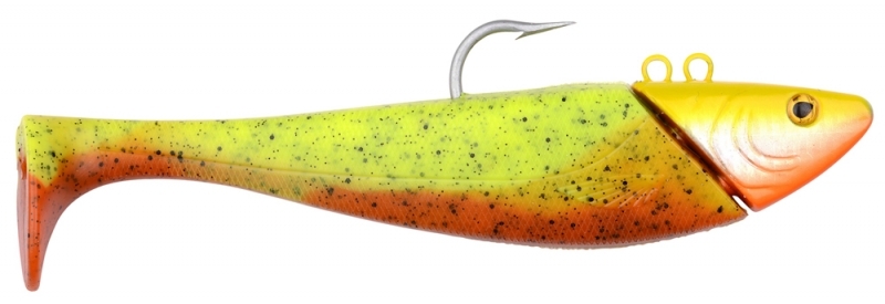 Salty Beast Mega Jig Shad 20 cm, 275 g, m. Ersatzgummi, Orange-hart