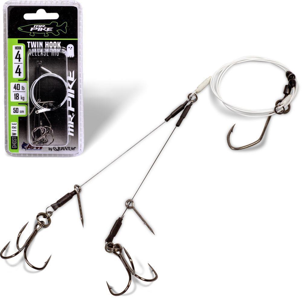 Quantum Mr. Pike Ghost Traces Twin Hook Release Rig; Gr. 4 & 4; 50 cm; 18 Kg.