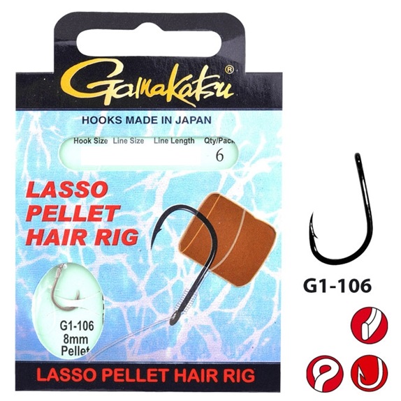 Gamakatsu BKS-Lasso Pellet Hair Rig; Gr. 10; 0,20 mm; 20 cm; 6 Stück