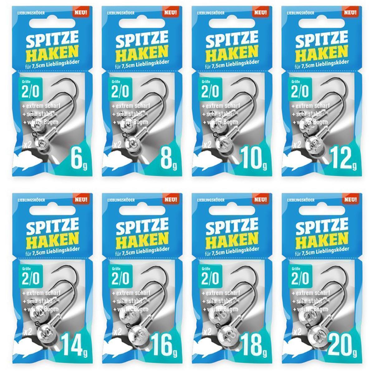 Lieblingsköder Spitze Haken; Größe 2/0; 8 Gramm