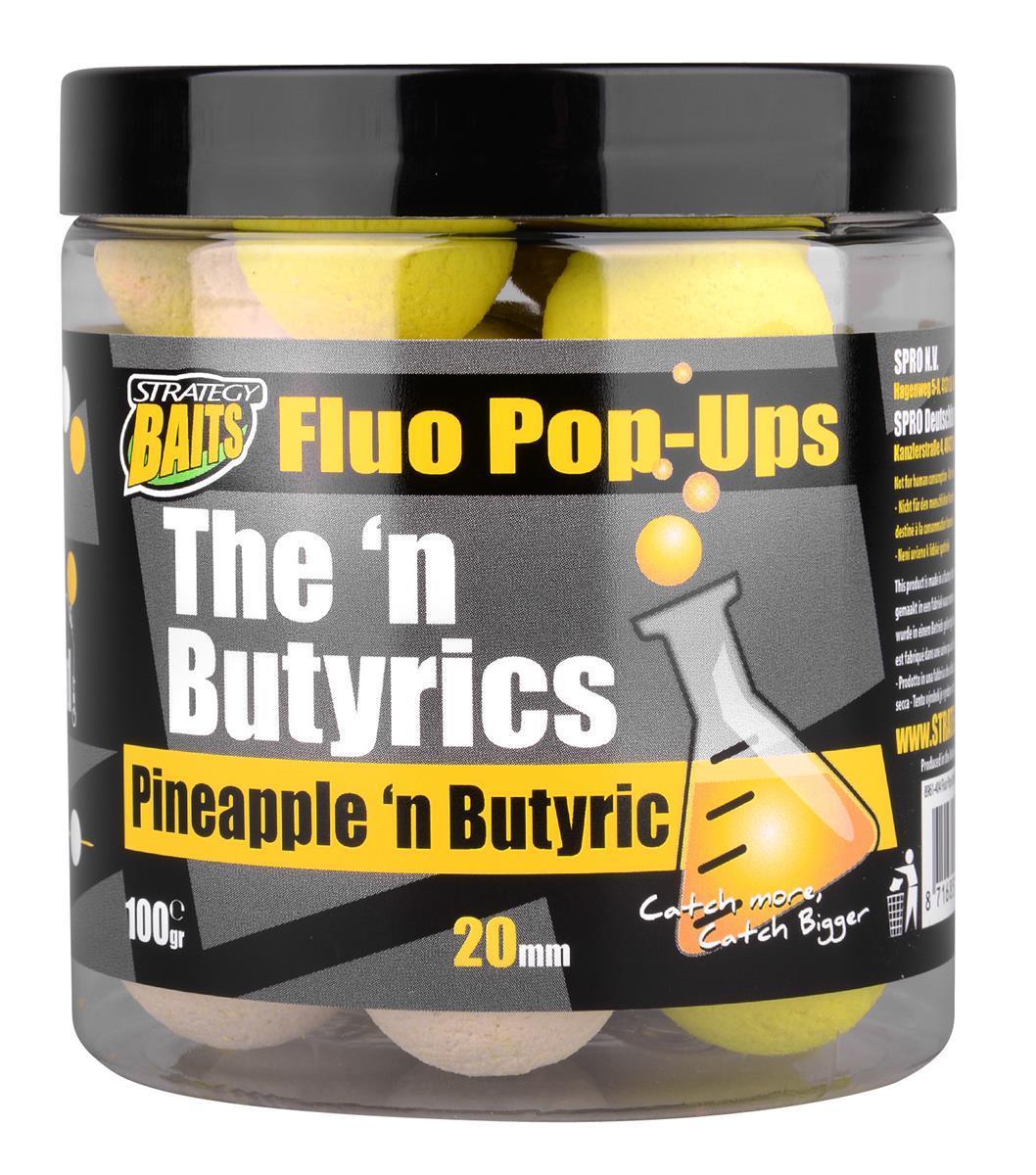Strategy Baits Fluo Pop-Ups The'n Butyrics; Mulberry'n Butyric; 20mm;100gr