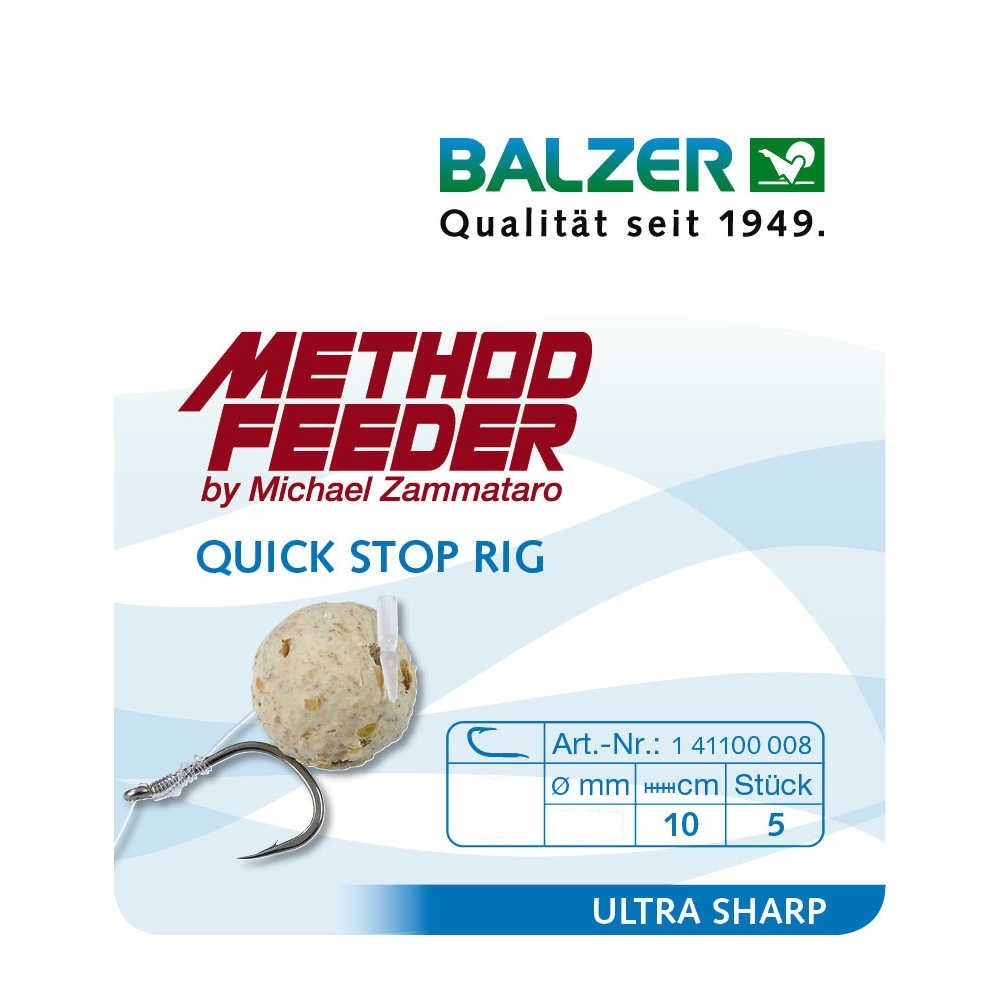 Balzer Method Feeder Quick Stop Rig; Sz. 10; 0,22 mm; Qty. 5