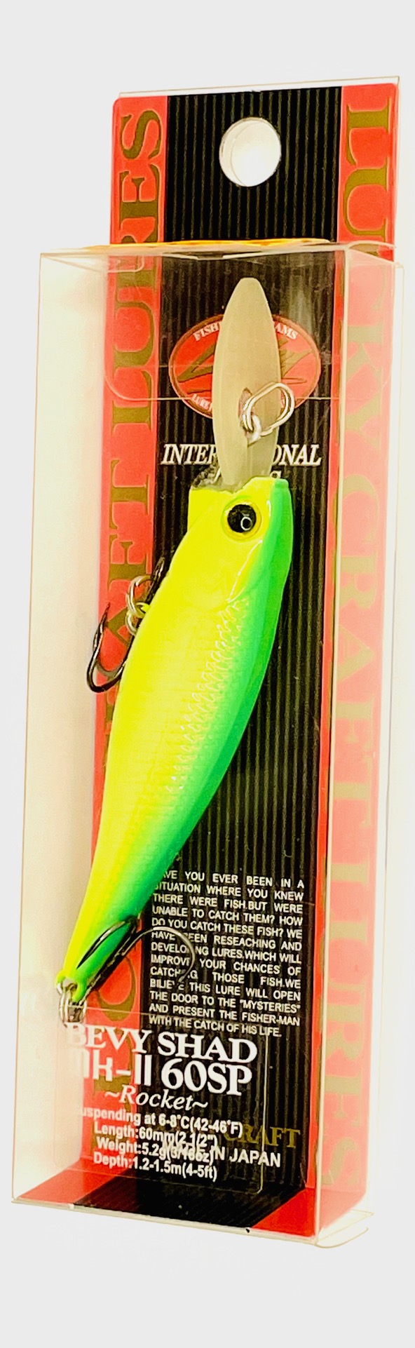 Lucky Craft Bevy Shad Mk-II 60 SP suspending, 60 mm, 5,2 g, 1,2-1,5 m, Green Lime Chart