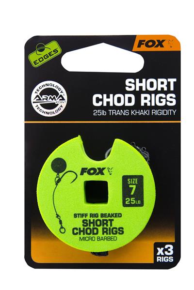 Fox Short Chod Rig Gr. 7, 25 lb, Micro Barbed, 3 Stück