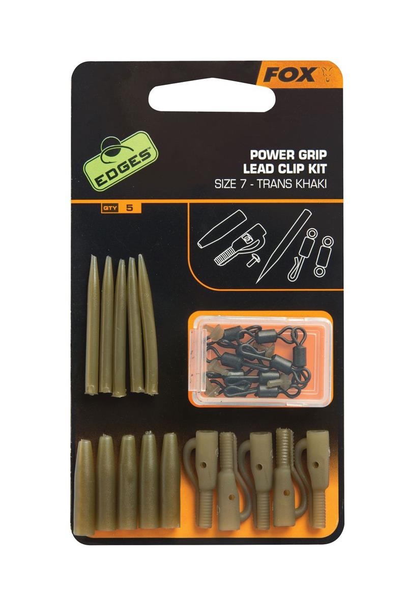 Fox Power Grip Lead Clip Kit Size 7; Color: Trans Khaki