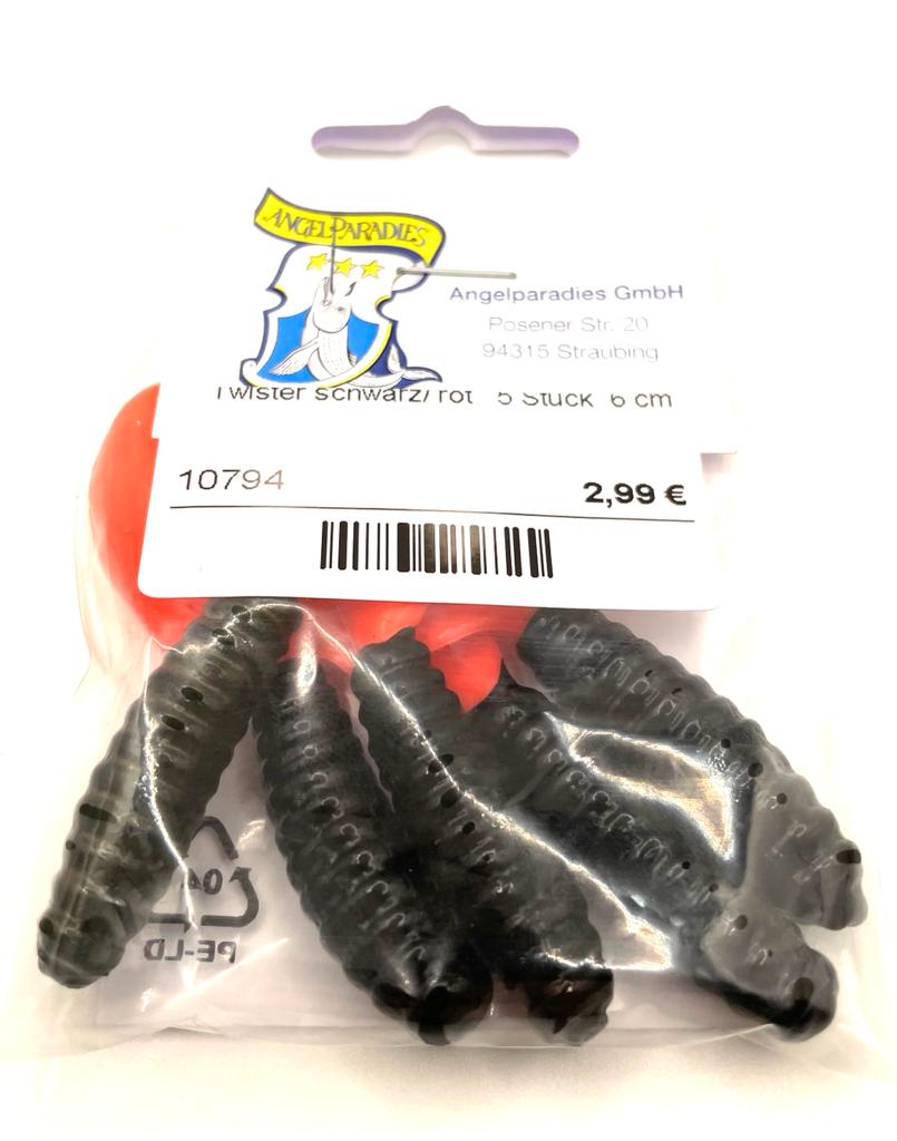Twister schwarz/ rot   5 Stück  6 cm