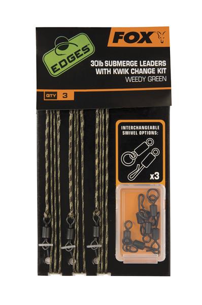 Fox Edges 30 lb Submerege Leaders with Kwik Change Kit; Gravelly Brown; Qty. 3