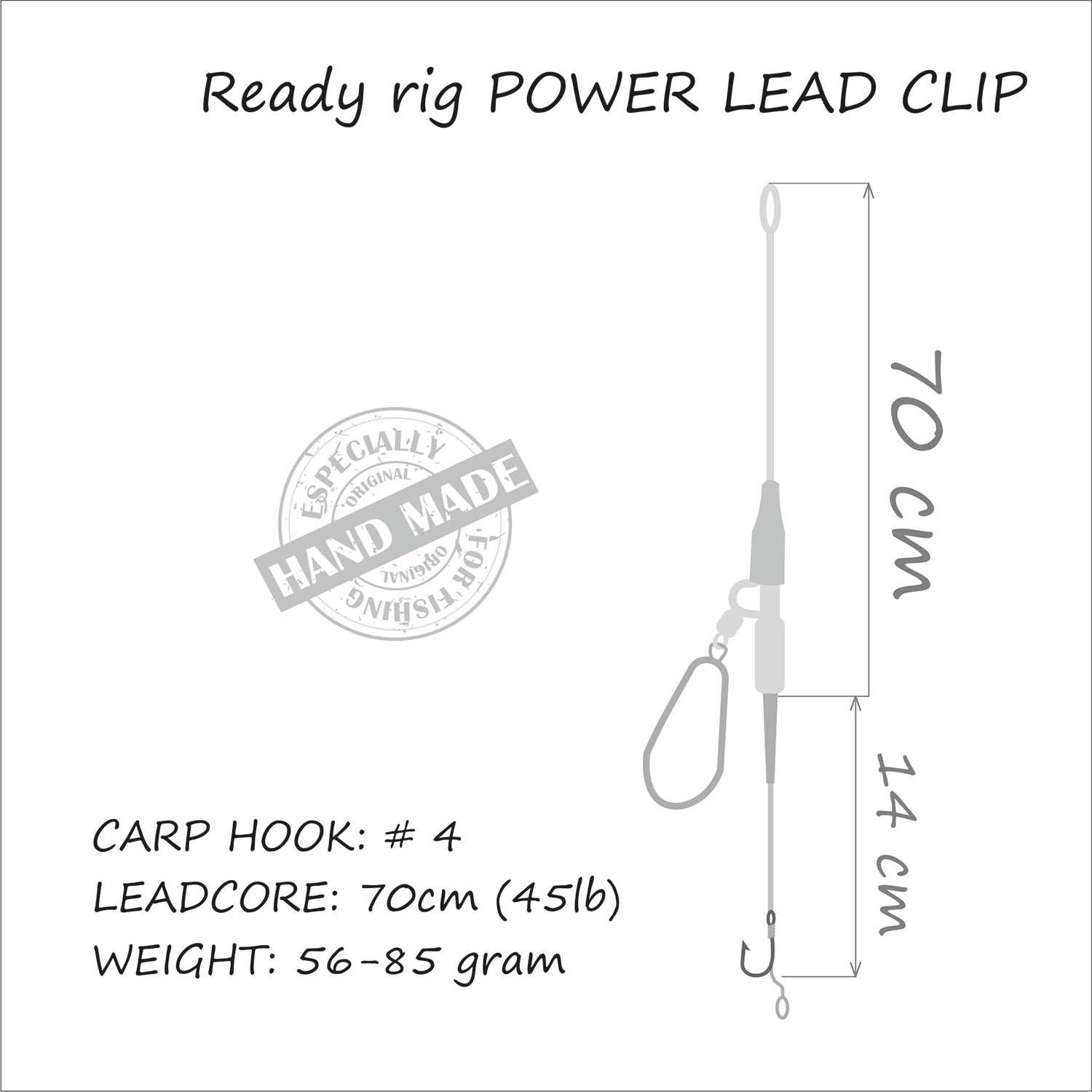 Life Orange Carp Rig Power Lead Clip (Leadcore); Hook Gr. 4; 56gr.