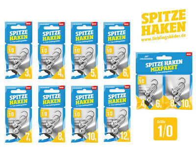 Lieblingsköder Spitze Haken Mixpaket; Größe 1/0; 4-10 Gramm