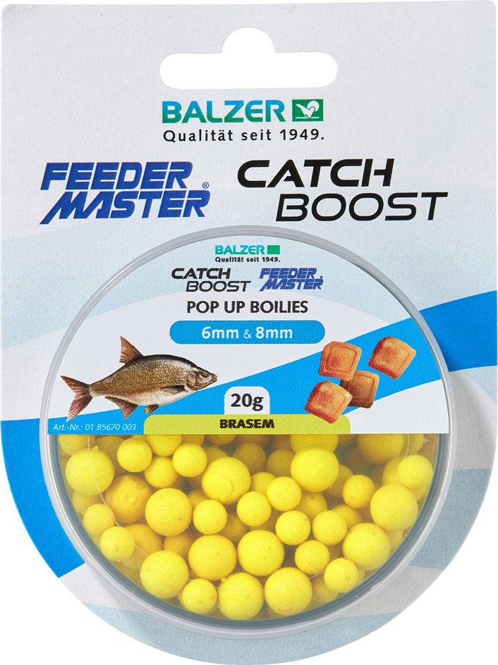Balzer Catch Boost Method Feeder Pop Up Boilies, einfarbig 10 & 12 mm gemischt Gelb-Brassen