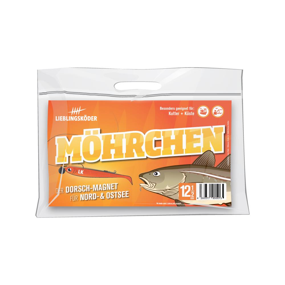 Lieblingsköder Möhrchen; 12,5 cm; 4 Stück: Dorschmagnet für Nord- und ...