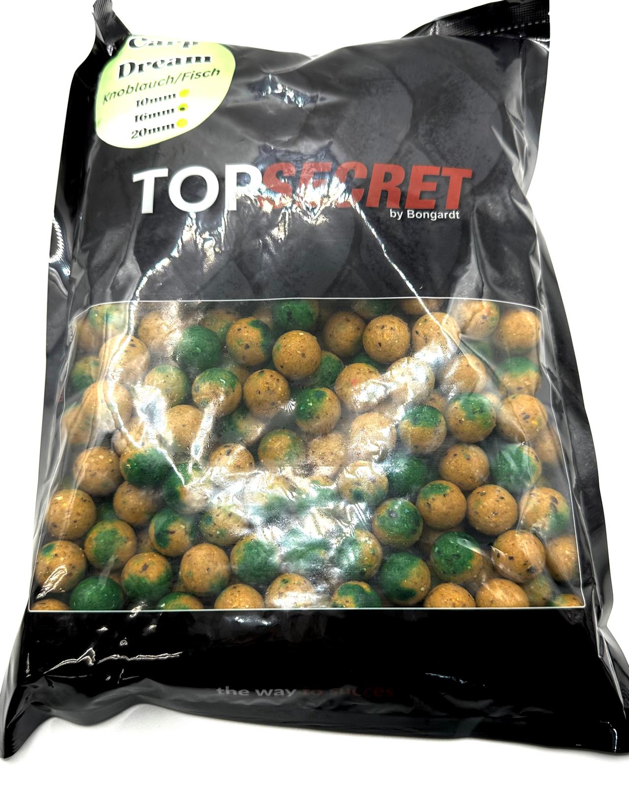 Top Secret Carp Dream Boillies # 20 mm 3 Kilo Knoblauch / Fisch