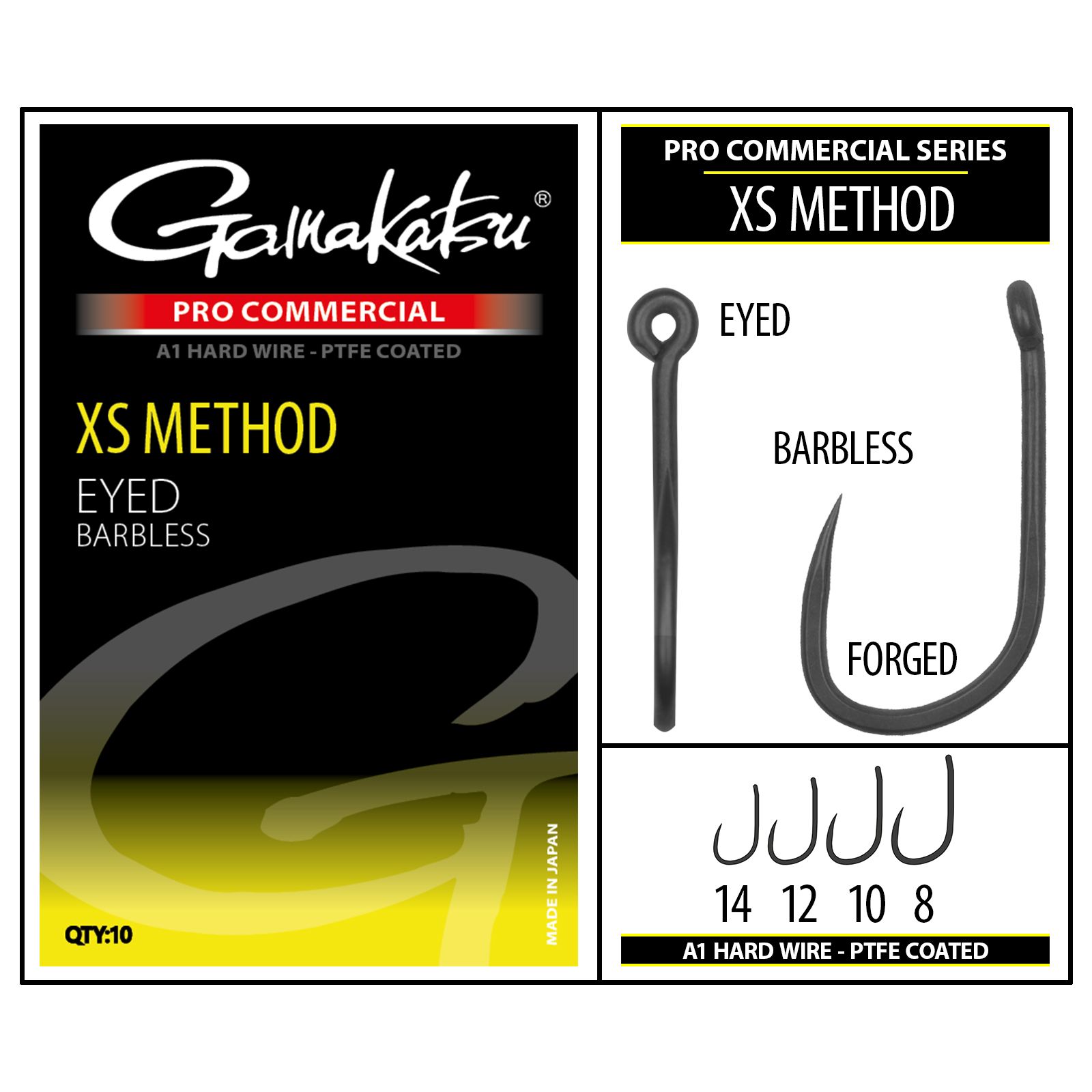 Gamakatsu Pro-C XS Method Eyed A1 PTFE BL Qty. 10 #1 # 12