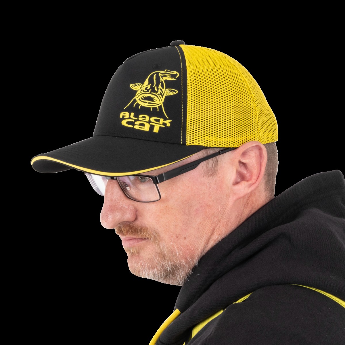 Black Cat Black & Yellow Trucker Cap Black Cat Black & Yellow Trucker Cap