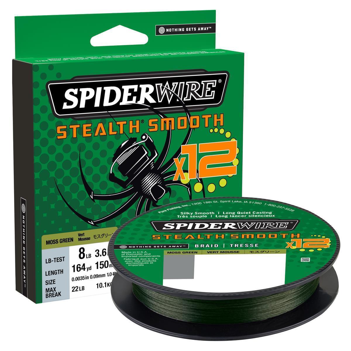 SpiderWire Stealth® Smooth 12 Braid; Moos Grenn; 0,13 mm; 12,7 Kg.; 150 m