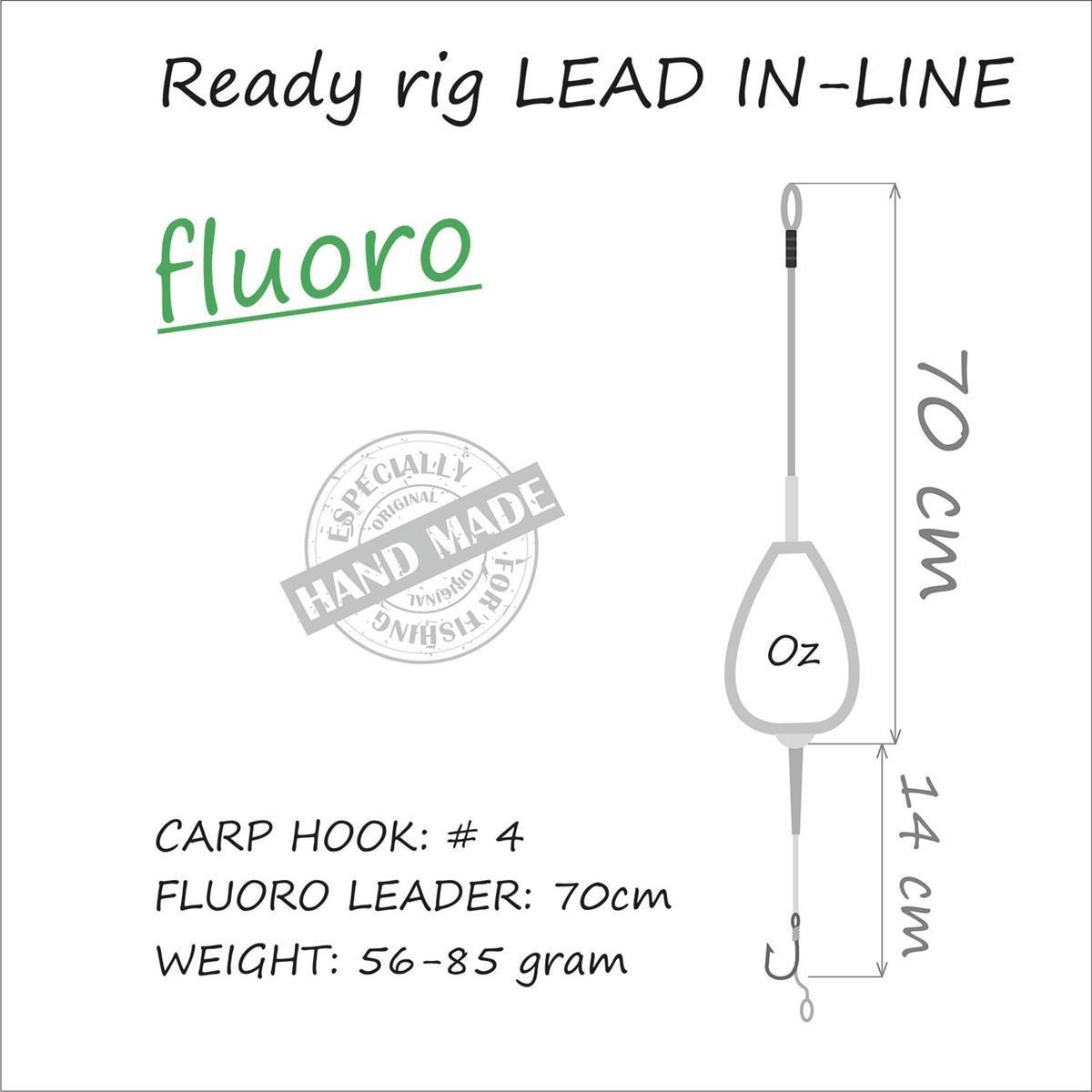 Life Orange Carp Rig Lead In-Line (Fluorocarbon); Hook Gr. 4; 56gr.