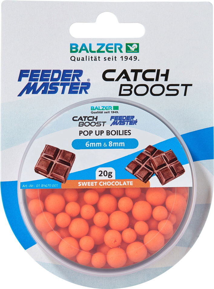 Balzer Catch Boost Method Feeder Pop Up Boilies, einfarbig 10 & 12 mm gemischt Orange-Sweet Chocolate