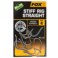FOX EDGES Stiff Rig Straight; Size 8; Qty. 10
