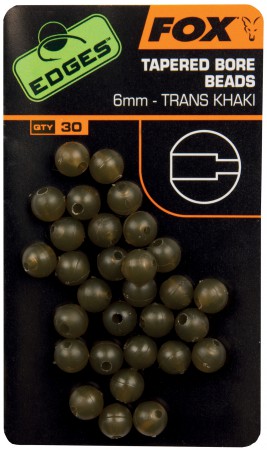 Fox Tapered Bore Beads; Trans Khaki; 6 mm; 30 Stück