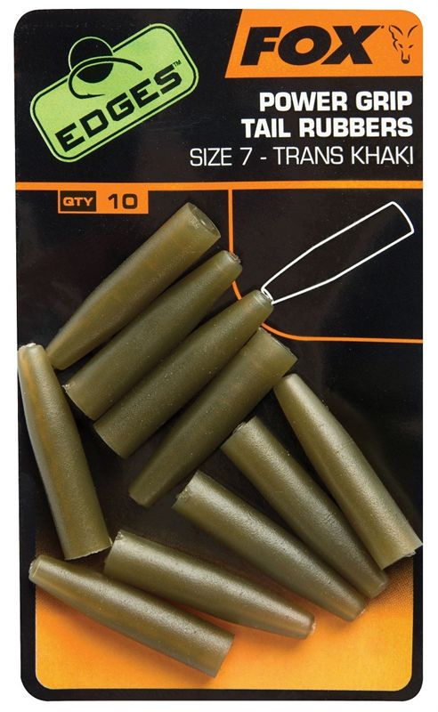 Fox Power Grip Tail Rubbers Size 7; Color: Trans Khaki Qty: 10