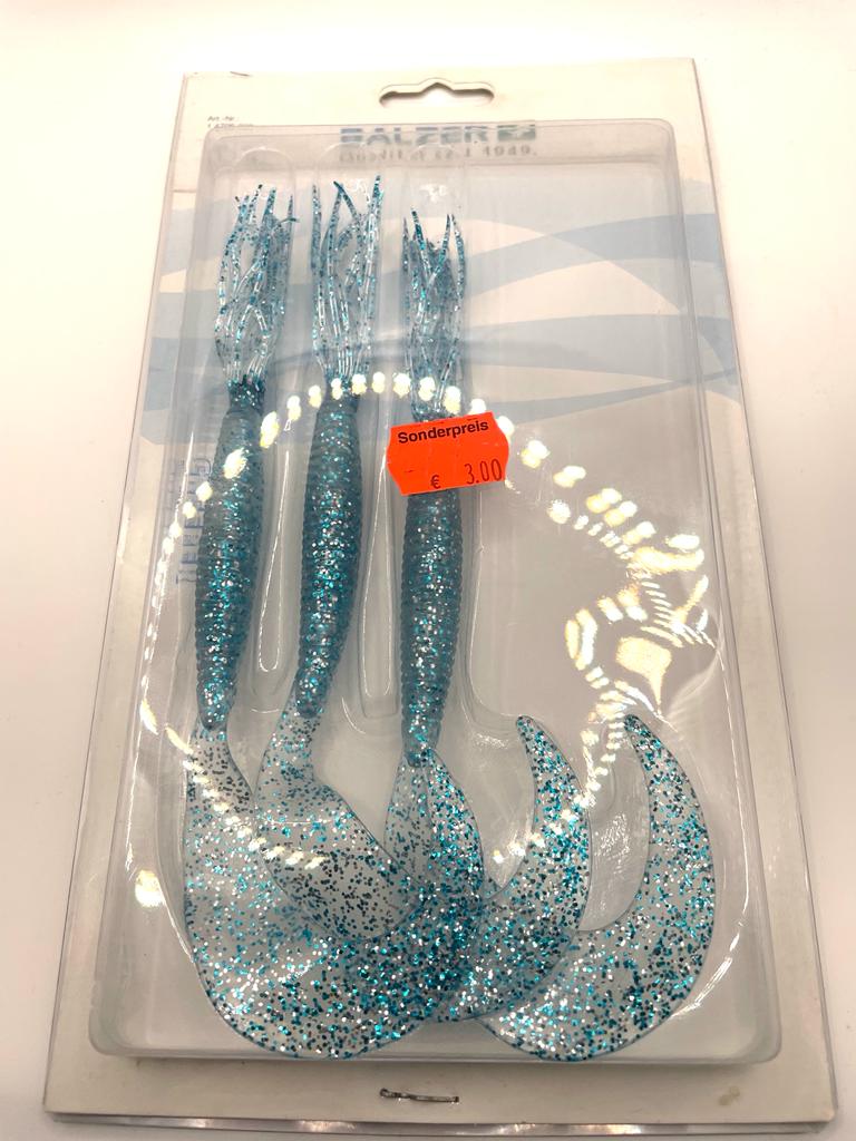 Balzer Creeper Ersatzgummi 3 Stück, 12 cm, Blau Glitter