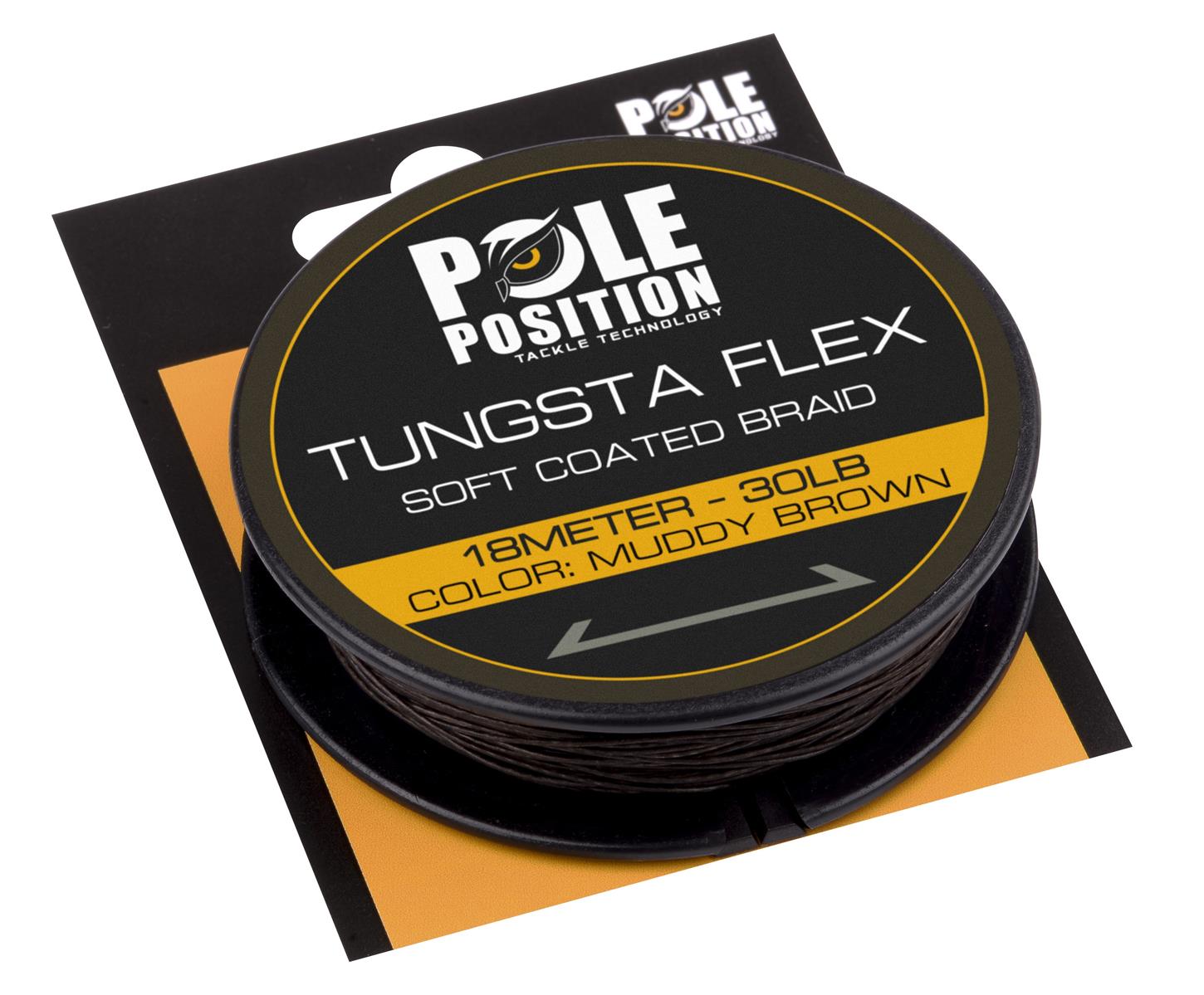 Pole Position Tungsta Flex Soft Coated Braid; Muddy Brown; 18 m; 30 Lb
