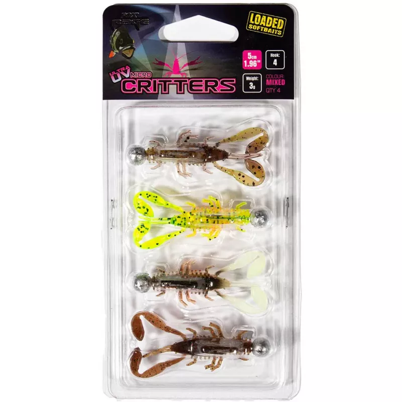 Fox Rage Ultra UV Micro Critter Mixed Colour Loaded Lure Pack
