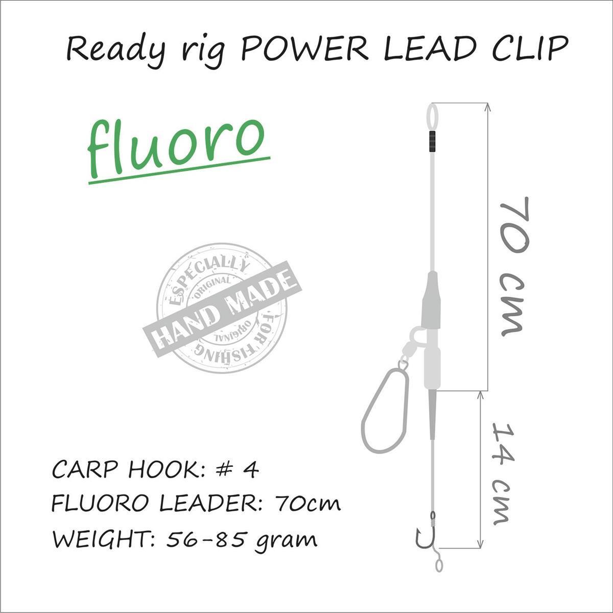 Life Orange Carp Rig Power Lead Clip (Fluorocarbon); Hook Gr. 4; 56gr.