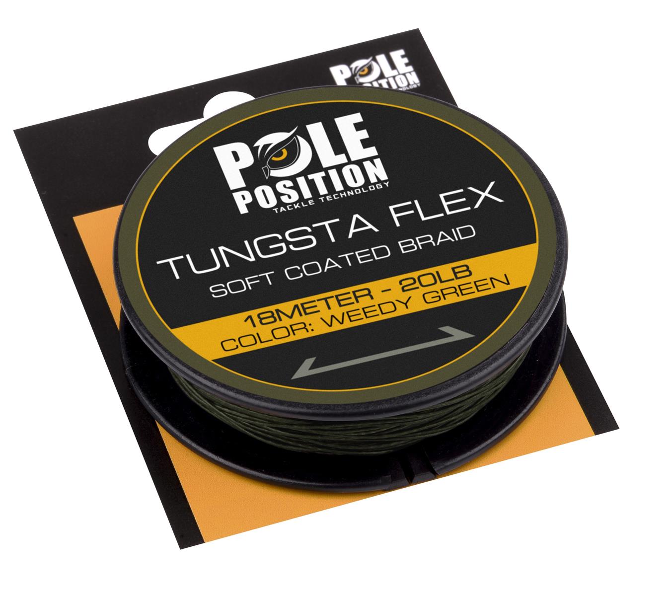 Pole Position Tungsta Flex Soft Coated Braid; Weedy Green; 18 m; 20 Lb