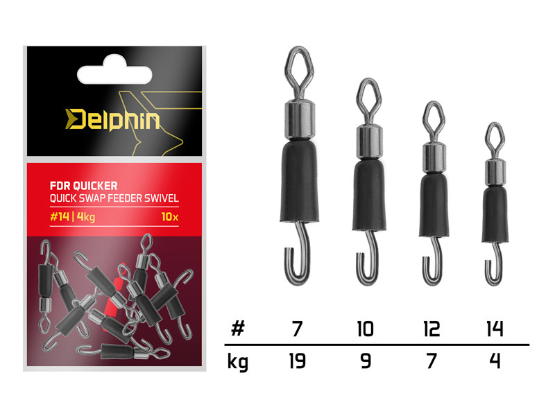 Delphin FDR Quicker Quick-Swap Wirbel mit dem Gummiband / 10 St # 12 / 7 kg