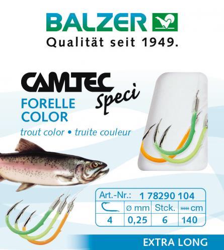 Balzer Camtec Forelle Color; Größe 10; 0,18 mm; 60 cm; 6 Stück