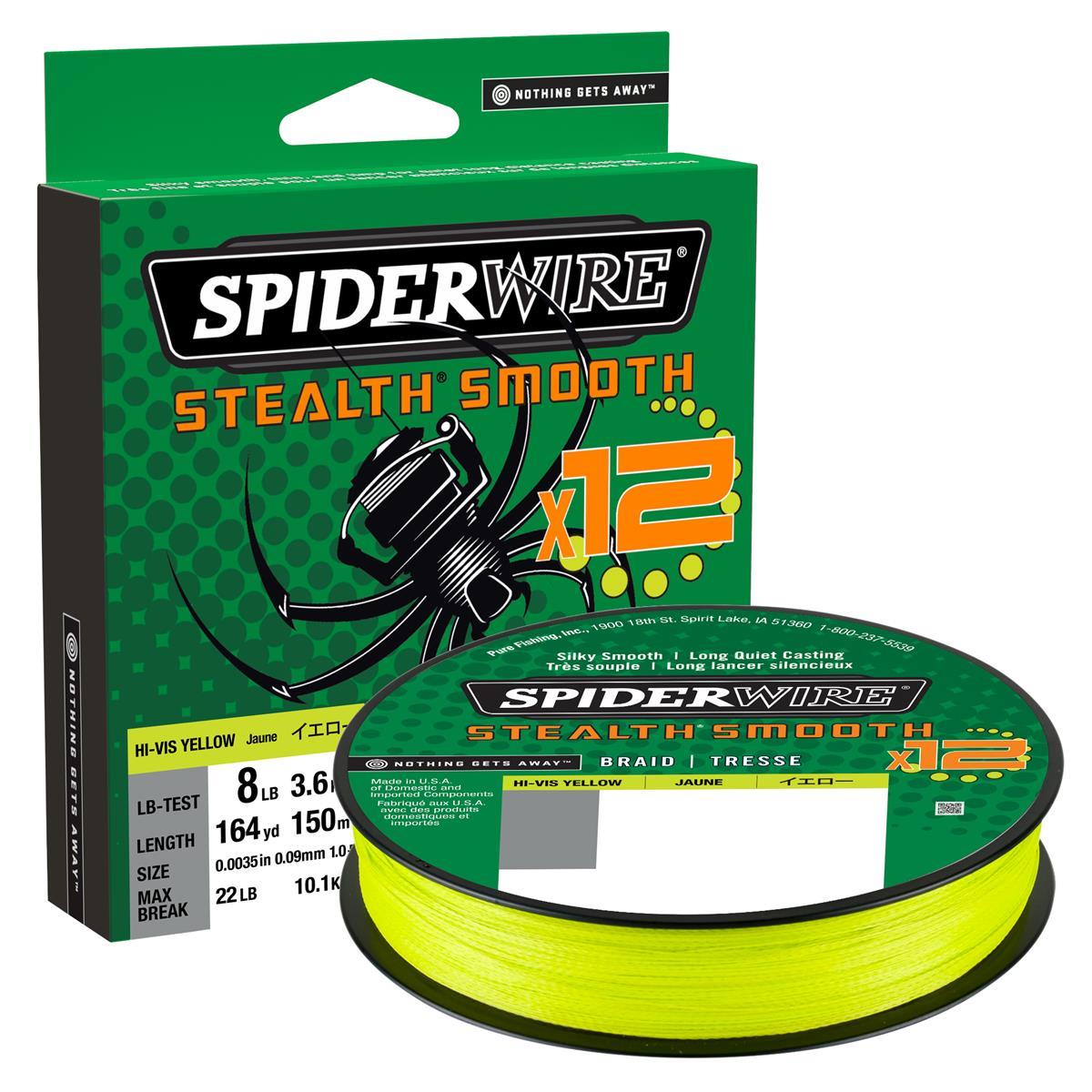 SpiderWire Stealth® Smooth 12 Braid; Hi-Vis Yellow; 0,23 mm; 23,6 Kg.; 150 m