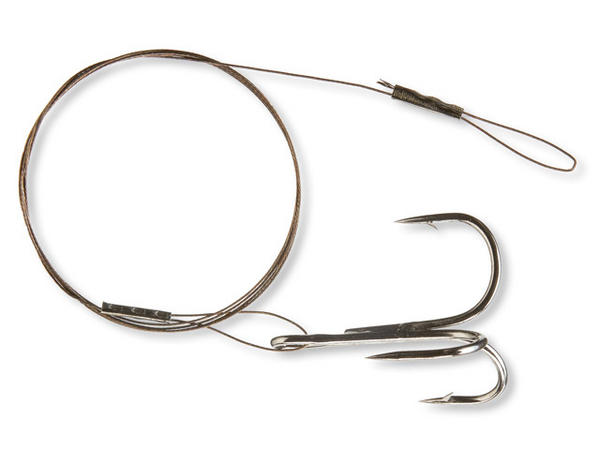 Cormoran Stahlvorfach mit Schlaufe und Drilling; 1 x 7; Gr. 1/0; 12 Kg.; 50 cm