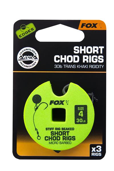 Fox Short Chod Rig Gr. 4, 30 lb, Micro Barbed, 3 Stück