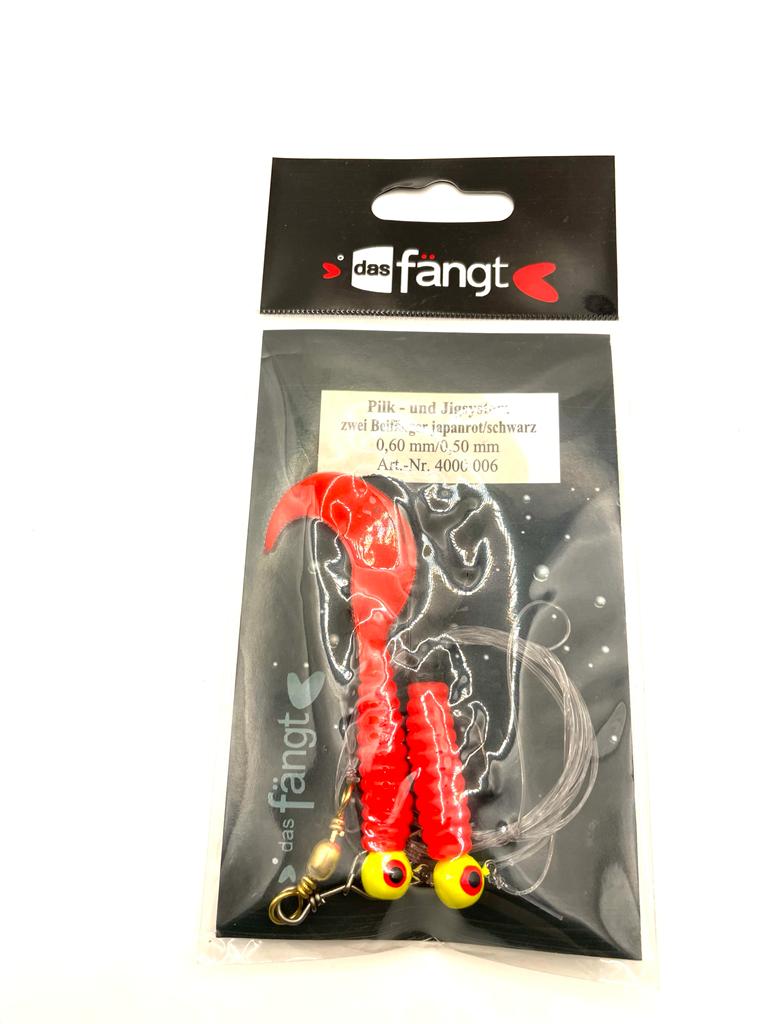 Das fängt Pilk- und Jigsystem mit zwei Beifänger japanrot; 0,60 mm / 0,50 mm