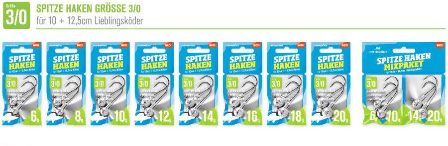Lieblingsköder Spitze Haken; Größe 3/0; 4 Gramm