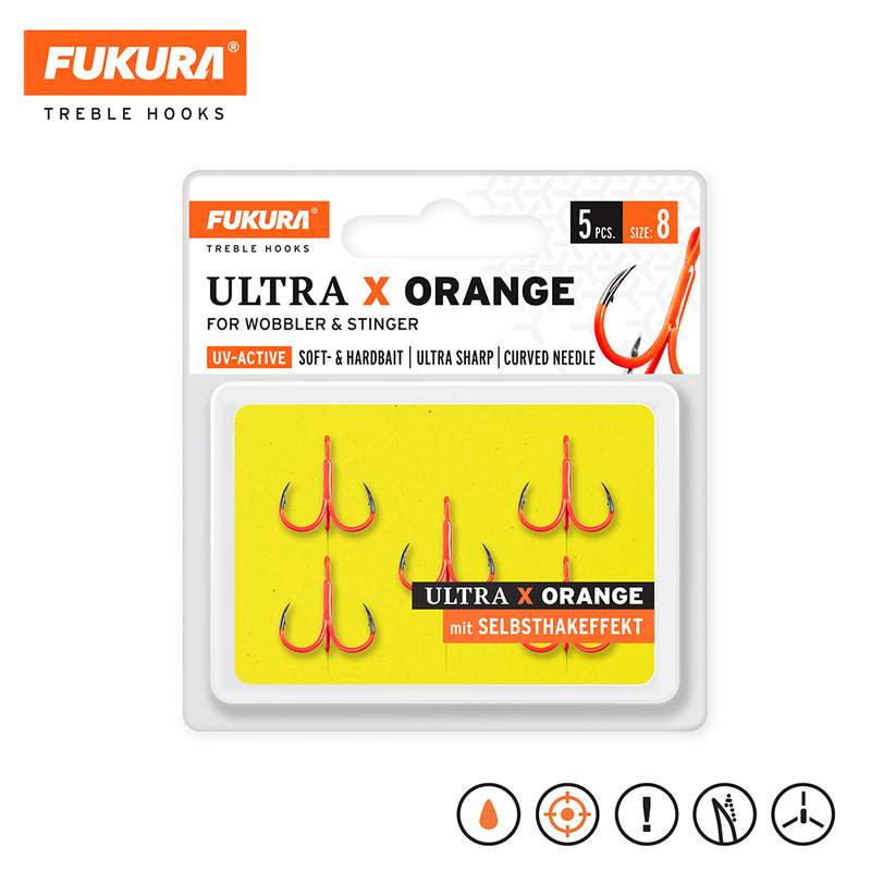 Lieblingsköder Fukura Ultra X Orange; Größe 8; 5 Stück