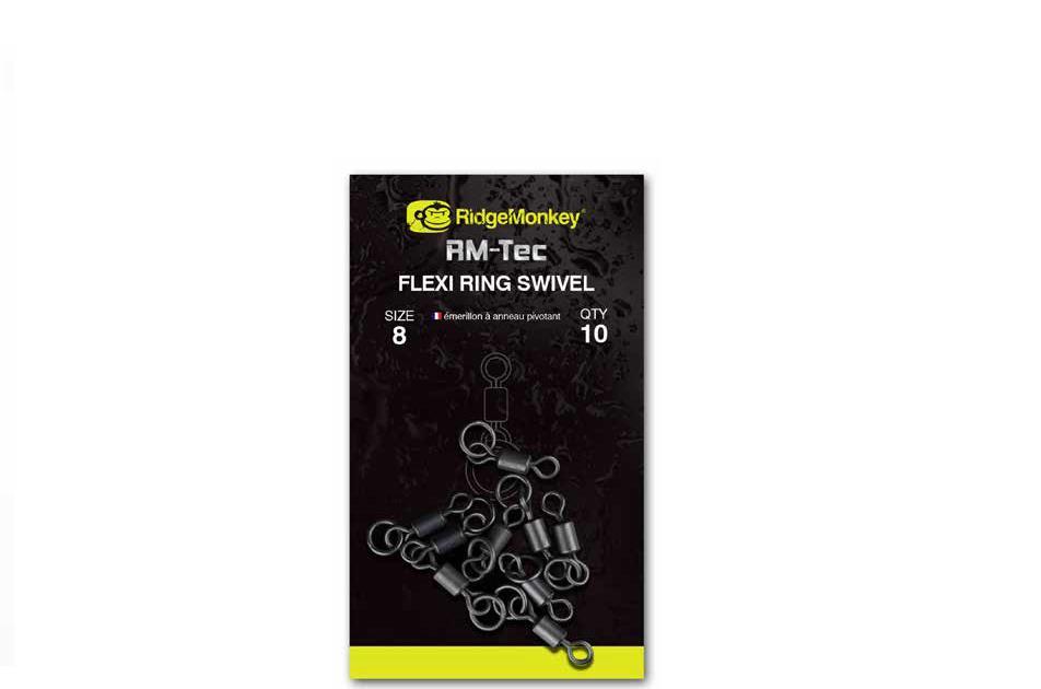 RidgeMonkey RM-Tec Flexi Ring Swivel; Gr. 8; 10 Stück