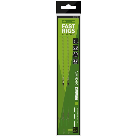 Spro CTEC Fast Rigs; Gr. 6; 30 lb; 23 cm; Weed Green; 2 Stück