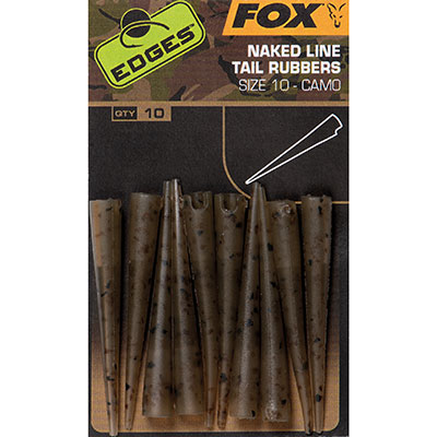 Fox Edges Camo Naked Line Tail Rubbers; Sz. 10; Qty. 10