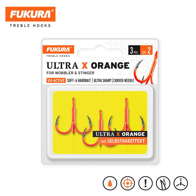 Lieblingsköder Fukura Ultra X Orange; Größe 2; 3 Stück