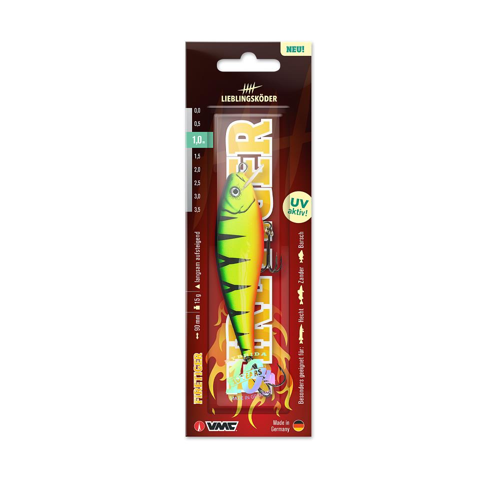 Lieblingsköder Hybrida Flachläufer Wobbler; Firetiger; 9 cm; 15 g Lieblingsköder Hybrida Flachläufer Wobbler; Firetiger; 9 cm; 15 g
