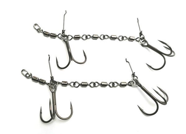 Pikecraft The 4 Swivel Rig Big 2/0 | Köder-Größen 18-25cm 2x Stinger Rig mit 2/0 BKK Spear-21 "NEW 2022"