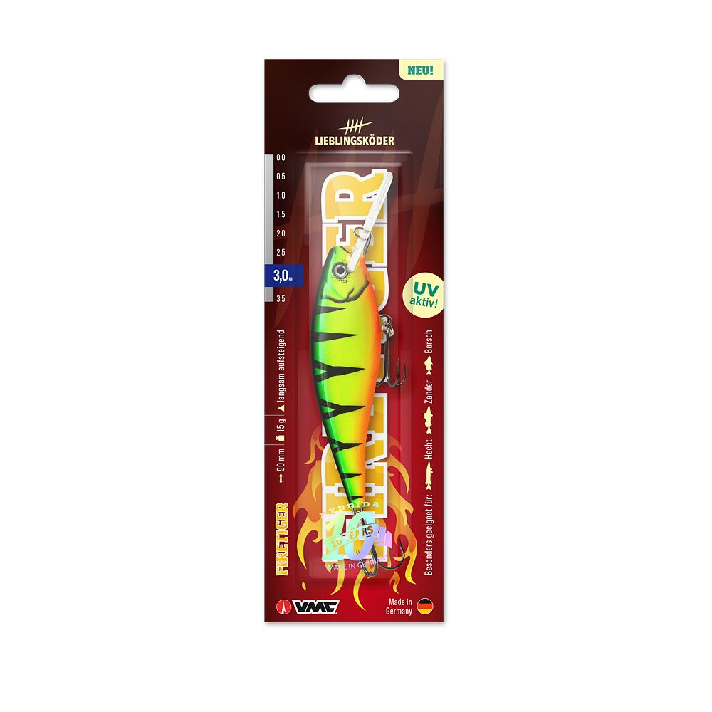 Lieblingsköder Hybrida Wobbler; Firetiger; 9 cm; 15 g
