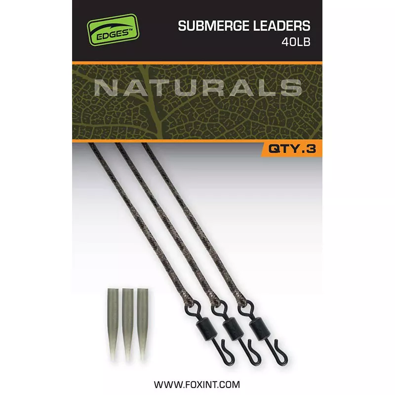 Fox Naturals Submerge Leaders 40lb Qty. 3