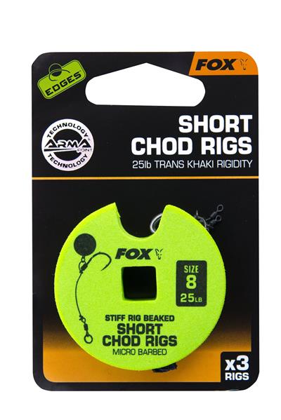 Fox Short Chod Rig Gr. 8, 25 lb, Micro Barbed, 3 Stück