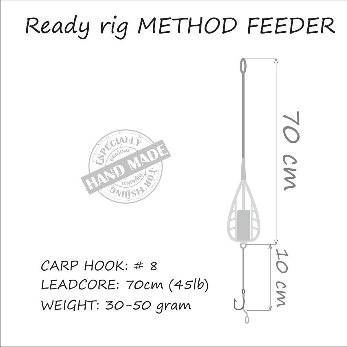 Life Orange Carp Rig Method Feeder (Leadcore); Hook Gr. 8; 30 gr.