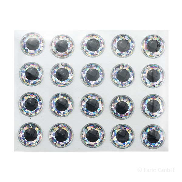 Epoxy 3D Eyes Silber 6mm 20 Stück