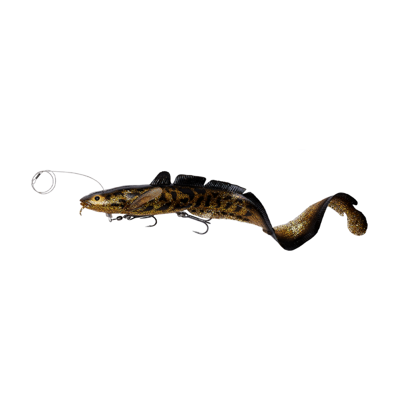 SAVAGE GEAR 3D Line Thru BURBOT; Black Gold UV; 36 cm; 216 gr.