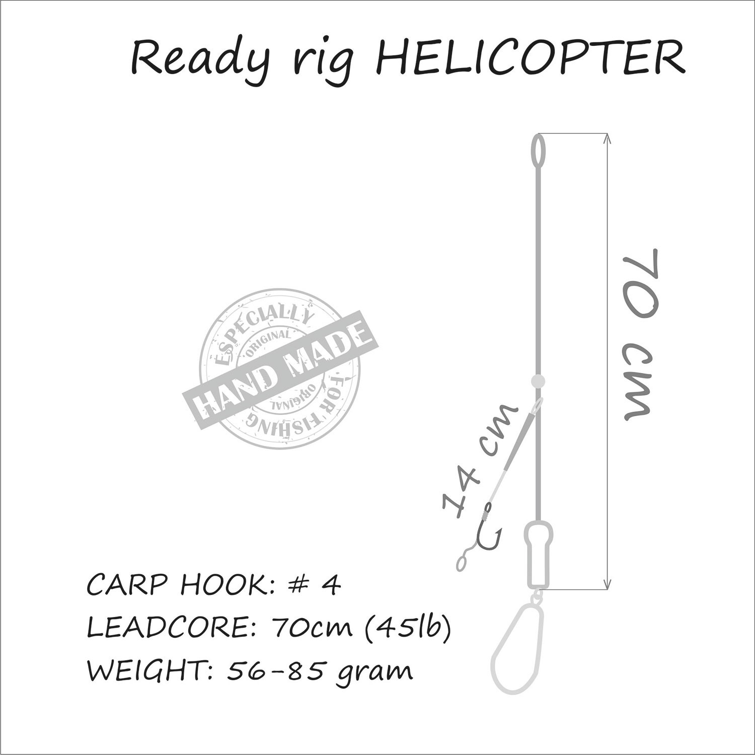 Life Orange Carp Rig Helicopter (Leadcore); Gr. 4; 85gr.